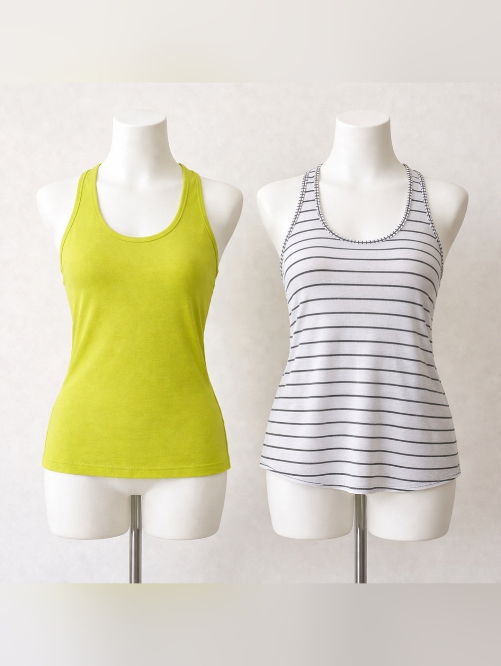 lululemon athletica Yellow Tank Top and White Black-Striped Tank